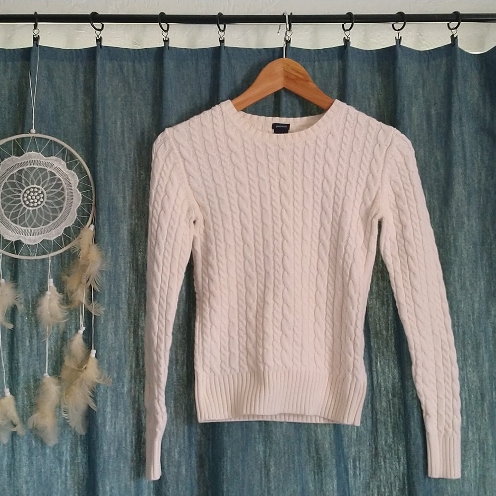 White Cable Knit Sweater